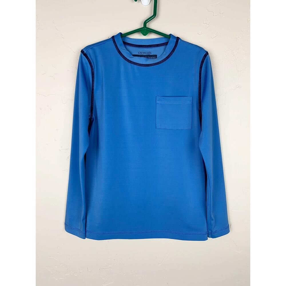 J Crew Crewcuts Long Sleeve Rash Guard Sun Swim Shirt Blue UPF50+ Kids Boys S